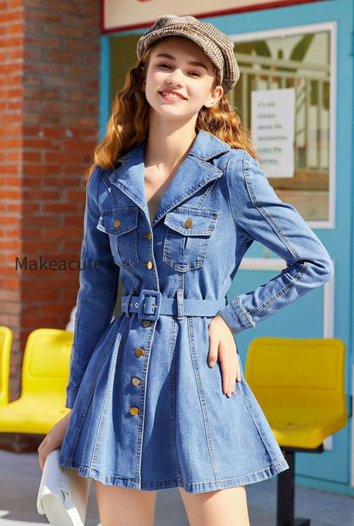 Casual Belted Denim Dress