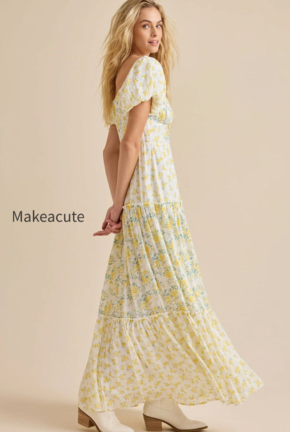 puff-sleeve-floral-v-neck-boho-dress