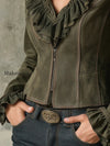 vintage-olive-green-ruffled-suede-jacket-with-baroque-embroidered