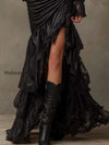black-faux-leather-corset-maxi-dress-with-lace-sleeves