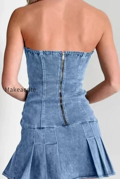 sexy-strapless-denim-dress