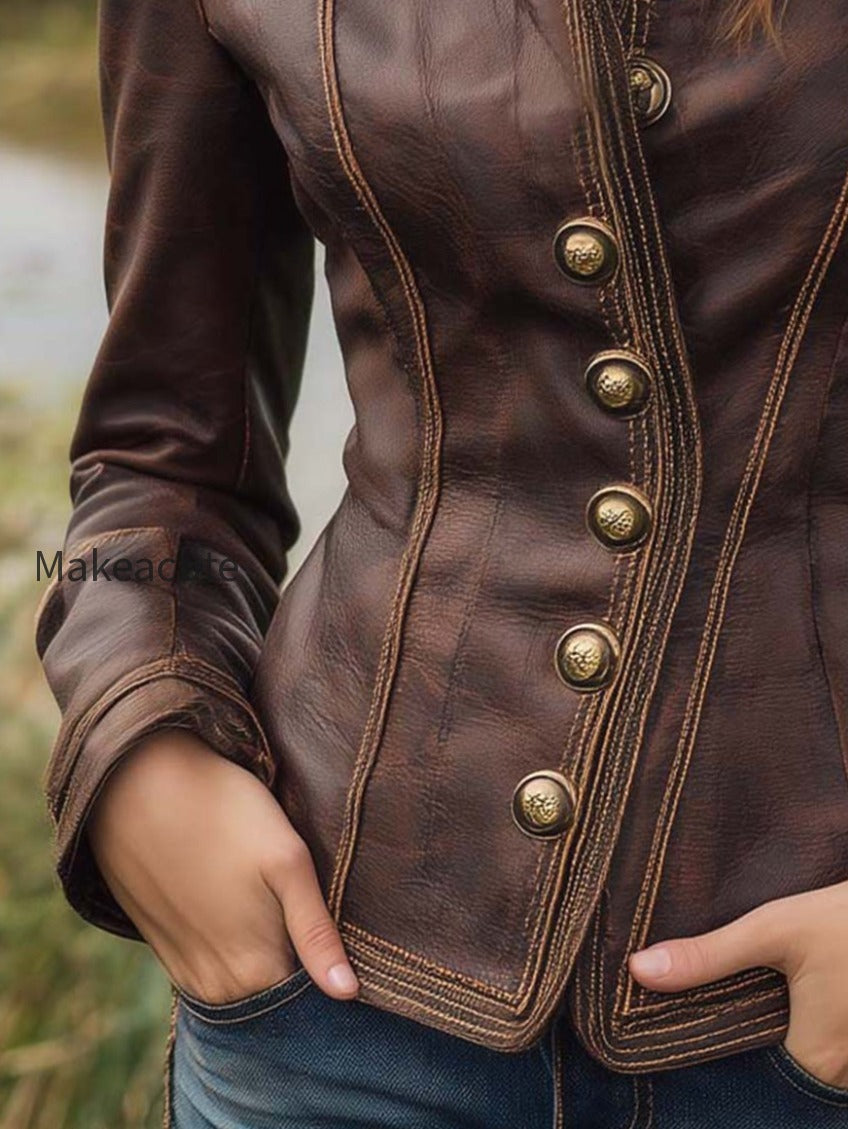 vintage-fitted-brown-leather-blazer-with-contrast-stitching-1