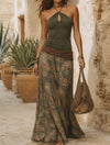 boho-keyhole-neck-vintage-floral-print-maxi-dress