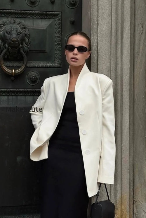 Elegant Stand Collar Slim Blazer