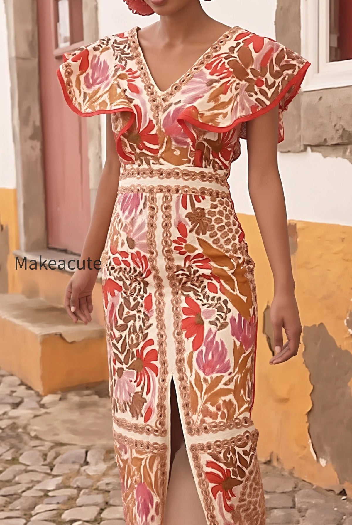 floral-ruffle-slit-back-v-boho-dress