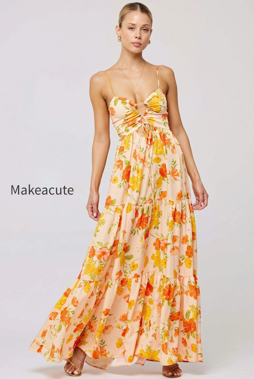 Floral Splice Swing Cami Maxi Dress