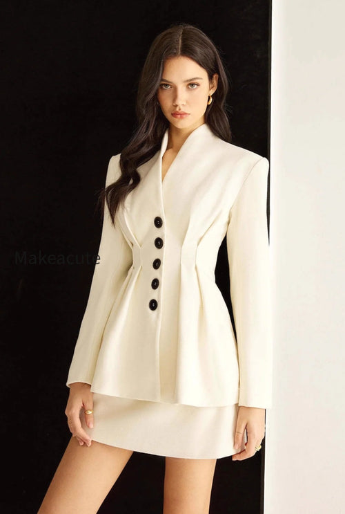Tailored Ruched Waist Blazer