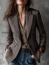 retro-plaid-woolen-rose-embroidered-lapel-blazer