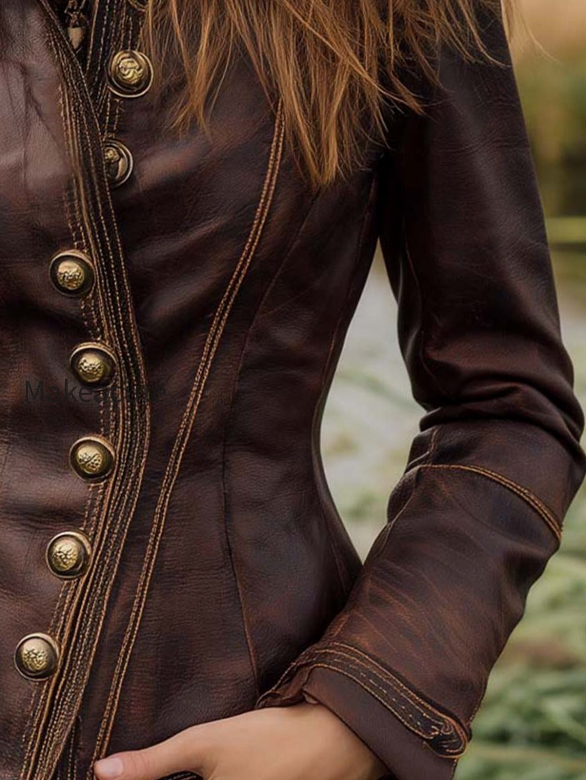 vintage-fitted-brown-leather-blazer-with-contrast-stitching-1
