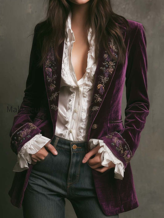 vintage-plum-velvet-embroidered-blazer
