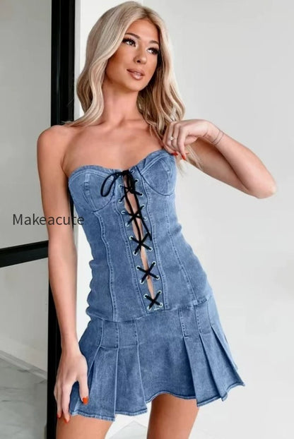 sexy-strapless-denim-dress