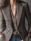 retro-plaid-woolen-rose-embroidered-lapel-blazer