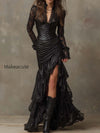 black-faux-leather-corset-maxi-dress-with-lace-sleeves